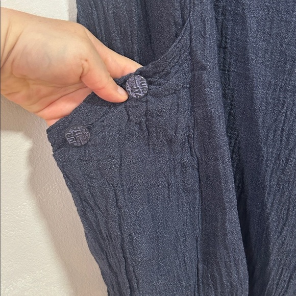 LUUKAA Blue Grey Crinkle Linen Textured Cargo Pocket Pants 10 med/large - Picture 3 of 7